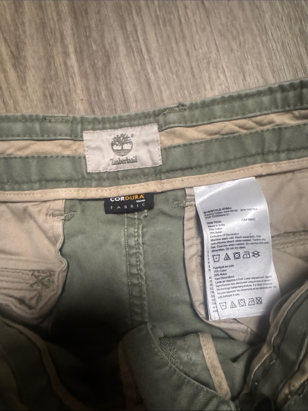 Timberland Olive Green Cargo Shorts with Utility Pockets - Picture 4 of 7